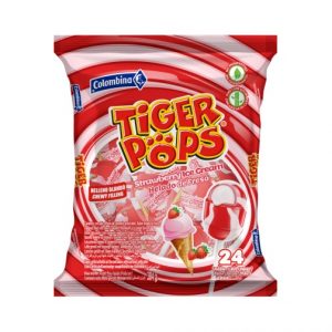 CHUPETIN TIGER POPS HELADO FRESA BOLSA 24 UDS