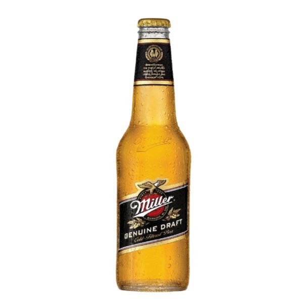 Cerveza lager americana marca Miller en botella de 330 ml