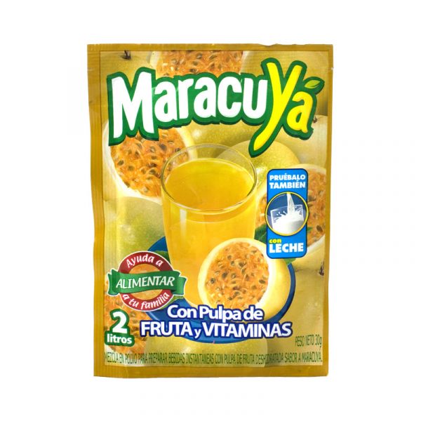 Bebida instantanea marca Familiaya sabor maracuya. Producto colombiano.